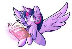 Size: 1806x1237 | Tagged: safe, artist:minty-cups, twilight sparkle, alicorn, g4, book, ear piercing, earring, jewelry, magic, piercing, twilight sparkle (alicorn)