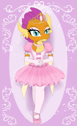 Size: 827x1348 | Tagged: safe, artist:avchonline, smolder, dragon, anthro, g4, ballerina, ballet, canterlot royal ballet academy, clothes, cute, gloves, jewelry, looking at you, smolder also dresses in style, smolderbetes, smolderina, tiara, tights, tutu