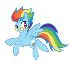 Size: 1280x1280 | Tagged: safe, artist:varwing, part of a set, rainbow dash, pony, g4, alternate hairstyle, glasses, middle aged, older, older rainbow dash, simple background, solo, white background