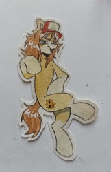 Size: 2393x3701 | Tagged: safe, artist:k0potb, oc, oc only, earth pony, pony, paper, paper pony, traditional art, watercolor painting