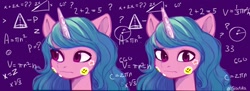 Size: 1816x659 | Tagged: safe, artist:siatikas, izzy moonbow, pony, unicorn, g5, female, horn, mare, math, meme, solo, sticker