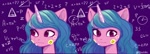 Size: 1816x659 | Tagged: safe, artist:siatikas, izzy moonbow, pony, unicorn, g5, female, horn, mare, math, math lady meme, meme, ponified meme, solo, sticker