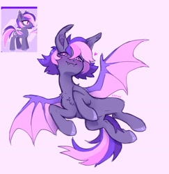 Size: 2944x3028 | Tagged: safe, artist:siatikas, oc, oc only, bat pony, pony, blushing, chest fluff, fangs, female, floating heart, flying, heart, mare, slit pupils, solo, spread wings, wings