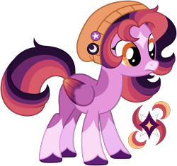 Size: 2539x2390 | Tagged: safe, artist:strawberry-spritz, starlight glimmer, oc, pegasus, pony, g4, alternate coat color, alternate color palette, alternate cutie mark, alternate design, alternate eye color, alternate hairstyle, alternate mane color, alternate tail color, alternate tailstyle, base used, beanie, coat markings, colored hooves, colored wings, colored wingtips, commission, countershading, eyelashes, facial markings, frown, gradient wings, gradient wingtips, hat, high res, hooves, kinsona, multicolored mane, multicolored tail, multicolored wings, multicolored wingtips, orange eyes, pegasus starlight glimmer, pin, pink coat, ponysona, purple hooves, race swap, show accurate, simple background, snip (coat marking), socks (coat markings), solo, standing, tail, three quarter view, transparent background, wings