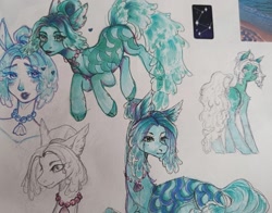 Size: 1939x1518 | Tagged: safe, artist:siatikas, oc, oc only, human, pony, female, humanized, humanized oc, jewelry, mare, necklace, solo, traditional art, water mane, water tail