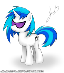 Size: 835x956 | Tagged: safe, artist:xhazard78x, dj pon-3, vinyl scratch, unicorn, g4, female, horn, signature, solo, solo female, url, vinyl's glasses