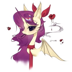 Size: 996x996 | Tagged: safe, oc, oc:erhai ripple, bat pony, hybrid, pony, unicorn, drugs, heartbreak, horn, smoke