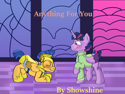 Size: 1024x768 | Tagged: safe, flash sentry, twilight sparkle, alicorn, pony, g4, bowing, duo, fanfic art, female, gay, male, royal guard, rule 63, ship:flashlight, shipping, story included, straight, trans male, transgender, twilight sparkle (alicorn)