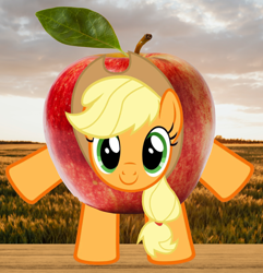 Size: 2738x2844 | Tagged: safe, edit, applejack, earth pony, pony, g4, apple, food