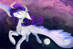 Size: 3000x2000 | Tagged: safe, artist:vitani, oc, oc only, pegasus, pony, flying, full moon, moon, solo, spread wings, wings