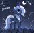 Size: 2024x1972 | Tagged: safe, artist:vitani, oc, oc only, alicorn, pony, alicorn oc, constellation, crescent moon, female, horn, magic, mare, moon, night, paintbrush, solo, telekinesis, wings