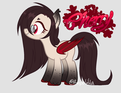 Size: 1252x966 | Tagged: safe, artist:pompolilla, oc, oc only, oc:cherry, bat pony, pony, female, glasses, gray background, mare, simple background, solo