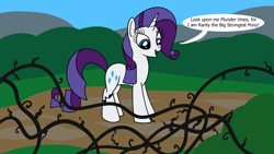 Size: 1920x1080 | Tagged: safe, artist:platinumdrop, rarity, pony, unicorn, g4, black vine, commission, horn, monologue, speech bubble, talking