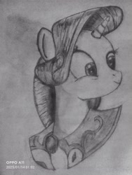 Size: 3000x4000 | Tagged: safe, artist:siduyi, rarity, pony, unicorn, g4, female, grayscale, horn, mare, monochrome, solo, traditional art