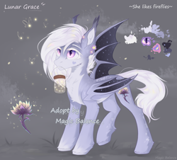 Size: 2308x2084 | Tagged: safe, artist:vitani, oc, oc only, bat pony, firefly (insect), insect, pony, adoptable, female, jar, mare, mouth hold, reference sheet, solo