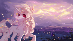 Size: 3500x2000 | Tagged: safe, artist:vitani, oc, oc only, butterfly, pony, unicorn, female, horn, mare, scenery, solo