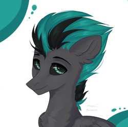 Size: 2020x2000 | Tagged: safe, artist:vitani, oc, oc only, pegasus, pony, abstract background, black sclera, bust, looking at you, male, solo, stallion