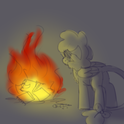 Size: 600x600 | Tagged: safe, oc, oc only, burning, fire, solo, vent art