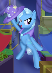 Size: 2480x3508 | Tagged: safe, artist:leonkay, trixie, pony, unicorn, g4, bipedal, clothes, female, hat, horn, mare, solo, trixie's hat