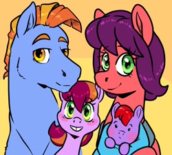 Size: 2700x2432 | Tagged: safe, artist:smirk, oc, oc only, oc:berry bites, oc:cherry sweets, oc:grenadine, oc:stone slag, blush sticker, blushing, family, female, filly, foal, offspring, siblings