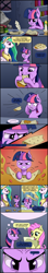 Size: 800x4500 | Tagged: safe, artist:frenkieart, fluttershy, princess celestia, twilight sparkle, alicorn, pegasus, pony, unicorn, g4, book, comic, female, filly, filly twilight sparkle, food, messy, quesadilla, they're just so cheesy, twilight sparkle (alicorn), unicorn twilight, younger