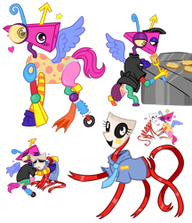 Size: 1726x2000 | Tagged: safe, artist:moondeer1616, pegasus, pony, ambiguous gender, clothes, female, gangle, necktie, non-mlp shipping, nonbinary, one winged pegasus, ponified, ribbon, shipping, shirt, simple background, spatula, the amazing digital circus, transparent background, zooble