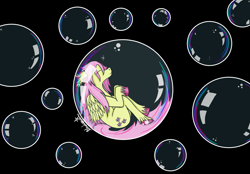 Size: 2360x1640 | Tagged: safe, fluttershy, pegasus, g4, bubble, cute, female, floating, in bubble, shyabetes, space