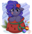 Size: 3079x3379 | Tagged: safe, artist:joaothejohn, oc, oc only, oc:mystic brew, pony, unicorn, candy, candy cane, christmas, christmas lights, commission, cute, floppy ears, food, holiday, horn, looking at you, mouth hold, passepartout, santa sack, solo, unicorn oc, ych result