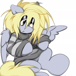 Size: 2048x2048 | Tagged: safe, artist:sn00wd0gg3, derpy hooves, pegasus, pony, g4, abstract background, clothes, shirt, simple background, solo, white background