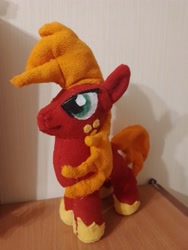 Size: 3000x4000 | Tagged: safe, artist:jbond, big macintosh, earth pony, pony, g4, freckles, handmade, indoors, irl, male, photo, photography, plushie, solo, stallion, unshorn fetlocks