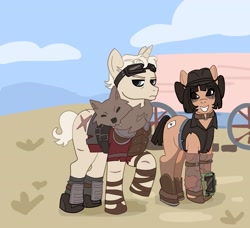 Size: 3763x3436 | Tagged: safe, artist:toffee_32, earth pony, unicorn, caesar's legion, clothes, courier six, fallout, fallout: new vegas, horn, video game crossover, vulpes inculta, wasteland