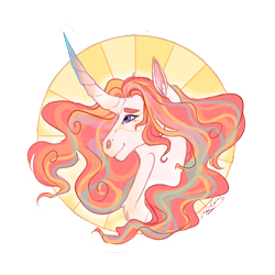 Size: 5000x5000 | Tagged: safe, artist:pjj0, princess celestia, alicorn, pony, g4, alternate hair color, bust, curved horn, female, horn, mare, pink-mane celestia, portrait, simple background, solo, transparent background