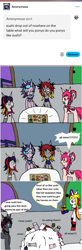 Size: 1178x3590 | Tagged: safe, artist:ask-luciavampire, oc, earth pony, pegasus, pony, undead, unicorn, vampire, vampony, ask, food, horn, sushi, tumblr