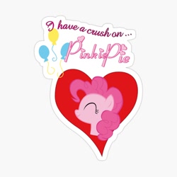 Size: 1000x1000 | Tagged: safe, pinkie pie, g4, cute, diapinkes, heart, implied crush, redbubble, solo