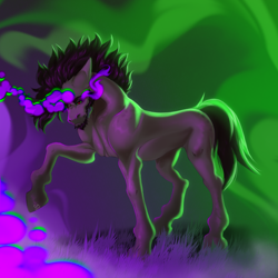 Size: 2000x2000 | Tagged: safe, artist:universalevil, king sombra, pony, g4, abstract background, gradient background, solo