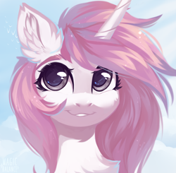 Size: 1880x1842 | Tagged: safe, artist:vitani, oc, oc only, pony, unicorn, bust, chest fluff, ear tufts, female, horn, mare, portrait, solo