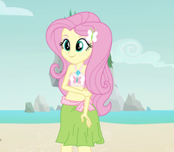 Size: 1258x1096 | Tagged: safe, artist:ocean lover, edit, edited screencap, screencap, fluttershy, human, equestria girls, g4, adorasexy, bare midriff, bare shoulders, base, bashful, beach, beach babe, beautiful, belly, belly button, bikini, bikini babe, bikini top, blue eyes, boulder, butterfly hairpin, clothes, cloud, cute, cutie mark on clothes, kindness, long hair, midriff, ocean, outdoors, pink hair, pretty, sand, sarong, sexy, shy, shyabetes, sky, smiling, solo, swimsuit, water, wave