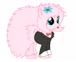 Size: 2588x2104 | Tagged: safe, artist:jennystout, oc, oc only, oc:fluffle puff, clothes, cute, flufflebetes, ocbetes, simple background, solo, tuxedo, vector, white background