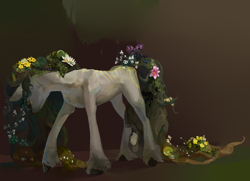 Size: 4000x2900 | Tagged: safe, artist:yanisfucker, oc, oc only, earth pony, pony, concave belly, flower, flower in hair, solo, thin