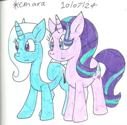 Size: 1037x1025 | Tagged: safe, artist:cmara, starlight glimmer, trixie, g4, duo, duo female, female, simple background, white background