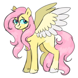 Size: 1280x1280 | Tagged: safe, artist:_rarerayy_, fluttershy, pegasus, g4, female, mare, sketch, solo, solo female