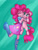 Size: 1024x1365 | Tagged: safe, alternate version, artist:megagibs, pinkie pie, earth pony, human, pony, equestria girls, g4, :p, cute, diapinkes, eyes closed, grin, holding a pony, hug, human ponidox, self paradox, self ponidox, silly, smiling, tongue out