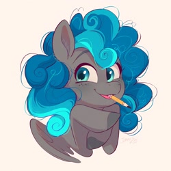 Size: 3000x3000 | Tagged: safe, artist:imalou, oc, oc only, oc:sky palette, pegasus, pony, male, mouth hold, open mouth, open smile, pegasus oc, pencil, smiling, solo, stallion, wings