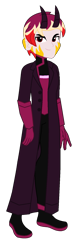 Size: 541x1710 | Tagged: safe, artist:robertsonskywa1, oc, oc only, oc:starbreaker firewalker, demon, human, equestria girls, g4, clothes, gloves, hazbin hotel, hellaverse, horns, long gloves, male, multicolored hair, photo, shirt, simple background, solo, solo male, transparent background, trenchcoat, vitiligo