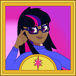 Size: 1200x1200 | Tagged: safe, artist:prixy05, twilight sparkle, human, g4, bust, glasses, humanized, portrait, solo