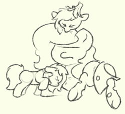 Size: 3513x3189 | Tagged: safe, anonymous artist, oc, oc only, oc:anon-mare, oc:filly anon, changeling, earth pony, pony, banana peel, changeling oc, earth pony oc, female, filly, floppy ears, mare, monochrome, simple background, sketch, unimpressed, white background