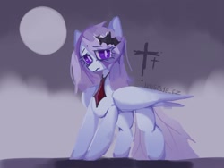 Size: 2048x1536 | Tagged: safe, artist:invisib1e_ez, oc, oc only, pegasus, pony, undead, vampire, vampony, clothes, eye clipping through hair, eyebrows, eyebrows visible through hair, female, full moon, mare, moon, necktie, solo