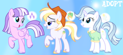 Size: 1280x580 | Tagged: safe, artist:vi45, oc, oc only, earth pony, pegasus, pony, unicorn, clothes, female, hat, horn, mare, shirt