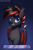 Size: 2000x3000 | Tagged: safe, artist:jedayskayvoker, oc, oc only, oc:nightzeroni, bat pony, blue eyes, chest fluff, cute, ear fluff, gradient background, handsome, male, smiling, solo, stallion, two toned mane, wings