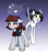 Size: 646x733 | Tagged: safe, alternate version, artist:jehr, artist:melodylibris, oc, oc only, oc:disigma, oc:kera grint, android, pegasus, pony, robot, robot pony, ..., annoyed, artificial wings, augmented, black hair, black mane, bobcut, bun hairstyle, chest fluff, clothes, collaboration, colored, cravat, digital art, duo, duo female, ears back, ears up, exclamation point, eyelashes, female, floppy ears, funny, glowing, glowing eyes, gradient background, gray body, green eyes, heart, jacket, jumping, lanky, lineart, long legs, looking away, looking up, mare, mechanical wing, open mouth, open smile, ponytail, question mark, red eyes, robotic arm, short hair, short tail, shrunken pupils, sketch, skinny, smiling, sparkles, speech bubble, spread wings, standing, standing on two hooves, stars, synth, tail, tall, teeth, thin, tongue out, white body, wings